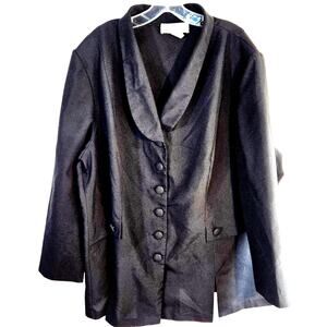 Allison Woods Women's Blazer 28W 28 W Black Plus Size 4X Coat Button Down Jacket
